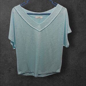 Cherish Light Blue V-Neck Short Sleeve Top Small size